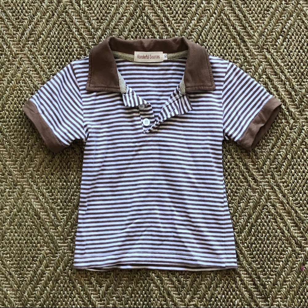 Collared Short Sleeved Stripe Polo Shirt. 12 m